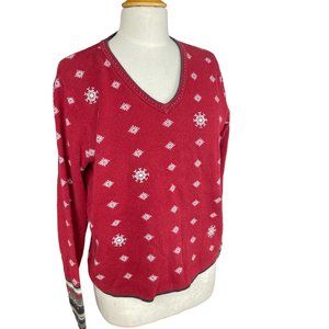 Vintage Woolrich Snowflake Knit Detail Contrast Cuff Ugly Christmas Sweater-M
